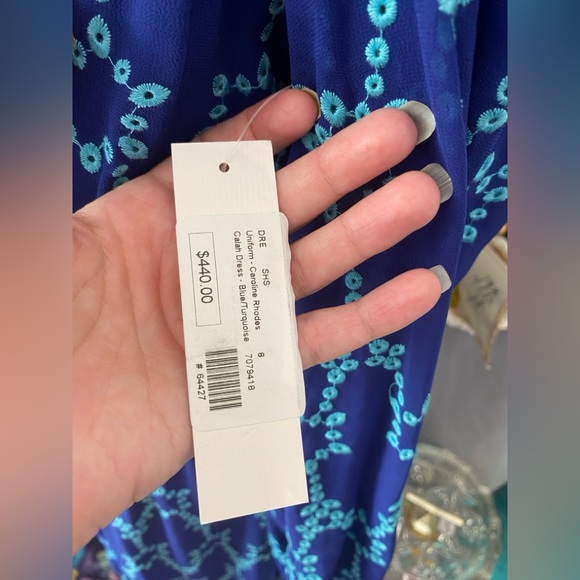 NWT SHOSHANNA CALAH MIDI DRESS ANTHROPOLOGIE SIZE 8 BLUE EMBROIDERED AQUA - Picture 9 of 12